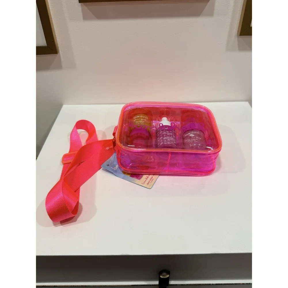 NEW Love Island Bombshell Glow-Up Set • Pink Transparent Travel Bag